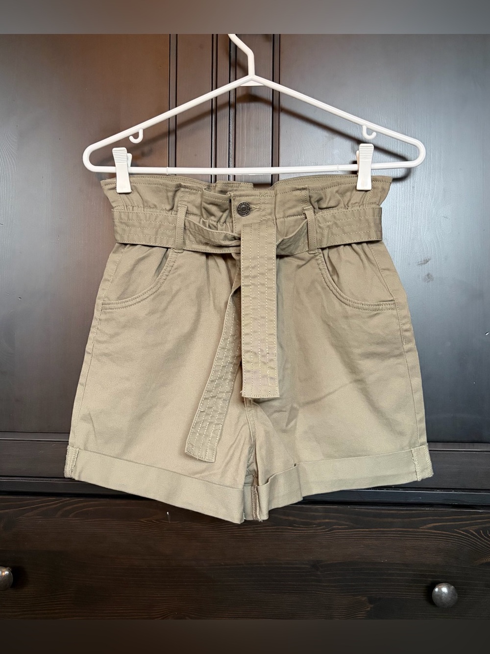 ‘Garage’ Belted Paper Bag High Rise Shorts XS New Condition